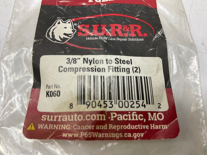 SUR-R K060 Fuel Line Repair 3/8'' Nylon To Steel Compression Fittings, 2 Pack