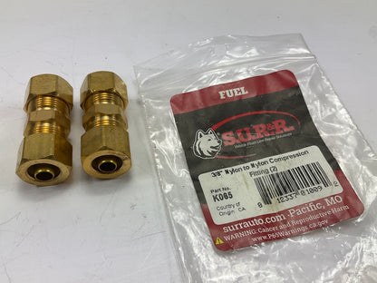 SUR-R K065 Fuel Line 3/8'' Nylon To Nylon Compression Union Fittings, 2 / Pack