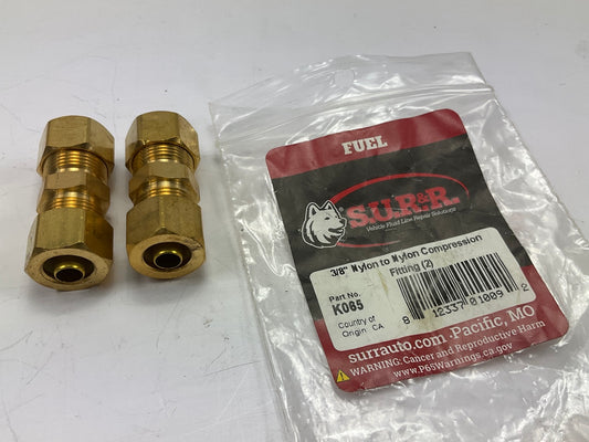 SUR-R K065 Fuel Line 3/8'' Nylon To Nylon Compression Union Fittings, 2 / Pack
