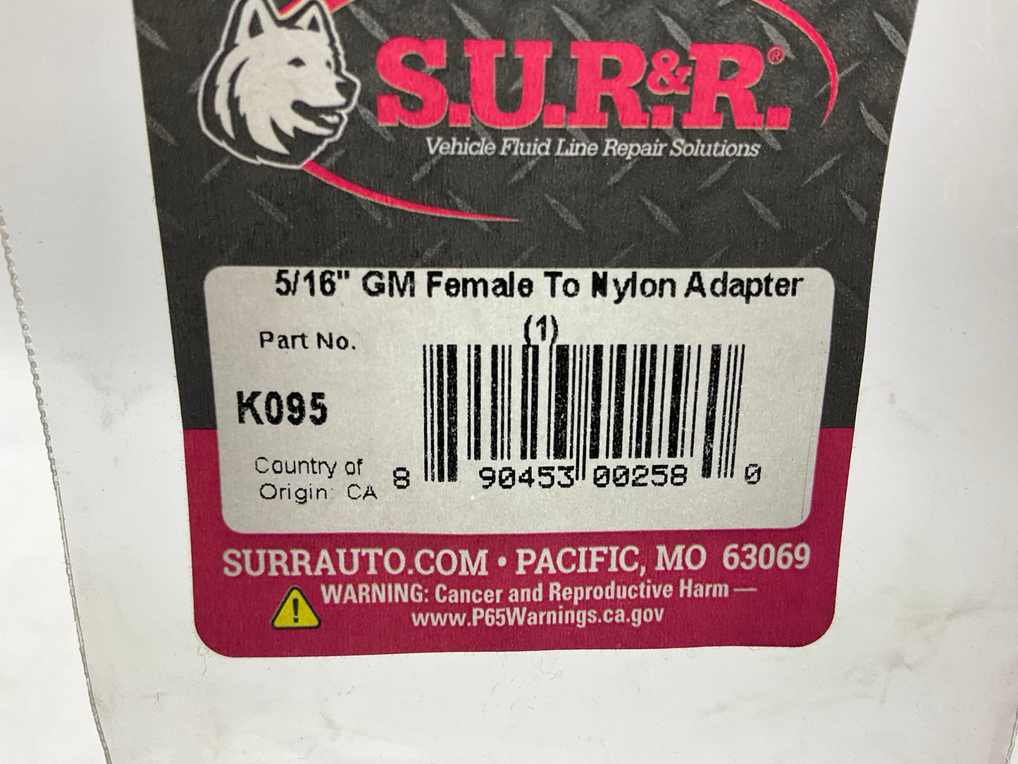 SUR-R K095 5/16'' GM Female To Nylon Adapter Fuel Line Fitting