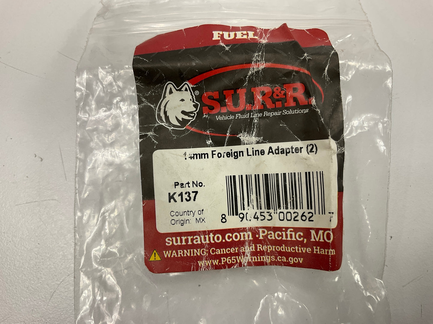 SUR-R K137 14mm Fuel Line Adapter Kit, For Use With 5/16'' Fuel Lines