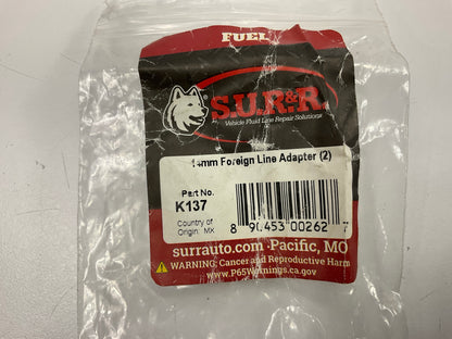 SUR-R K137 14mm Fuel Line Adapter Kit, For Use With 5/16'' Fuel Lines