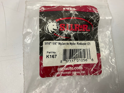 (2) SUR&R K167 5/16'' To 1/4'' Nylon To Nylon Reducer Fuel Line Fitting