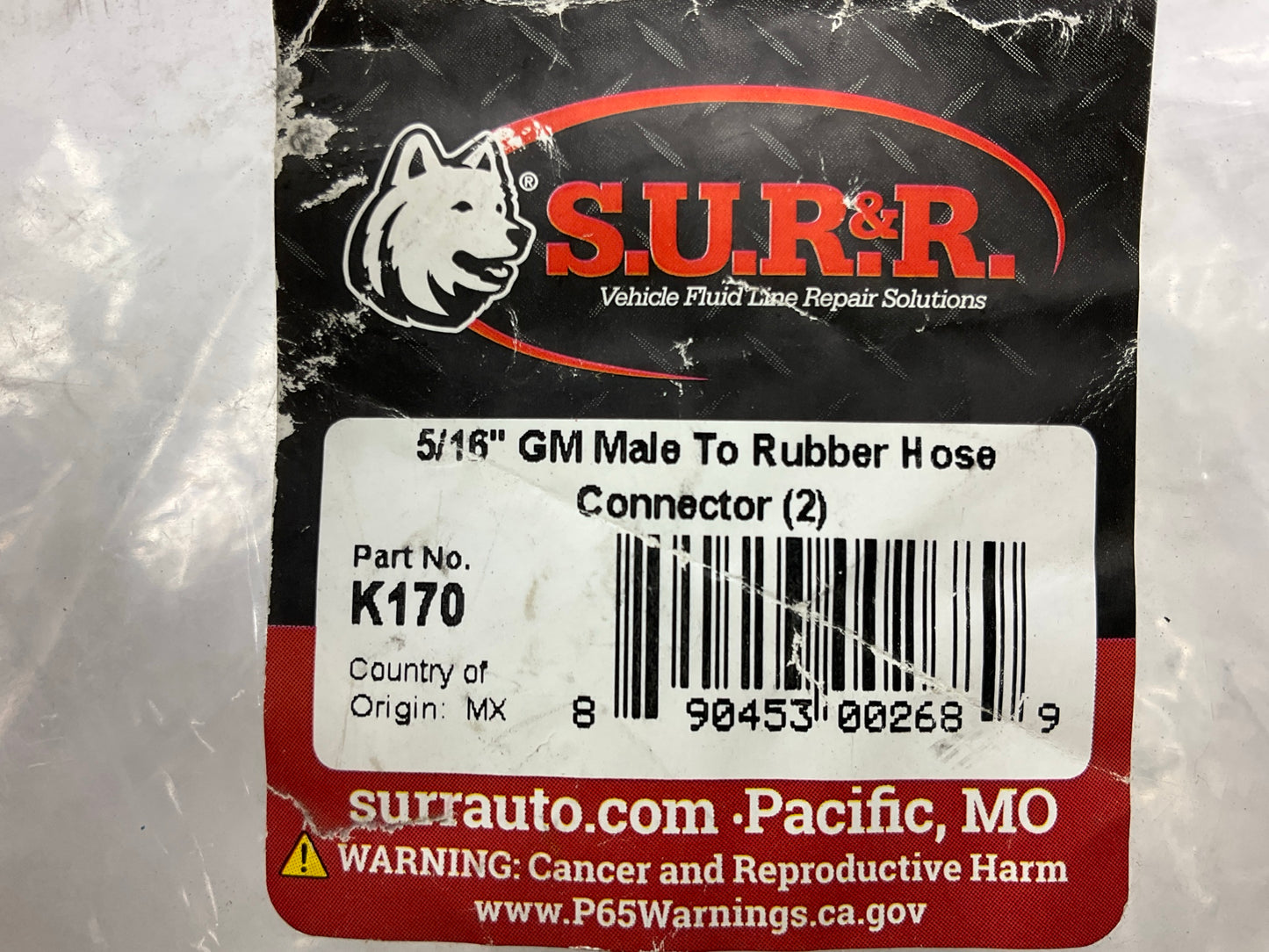 2/Pack - SUR&R K170 5/16'' GM Male To Rubber Hose Plastic Fuel Line Connector