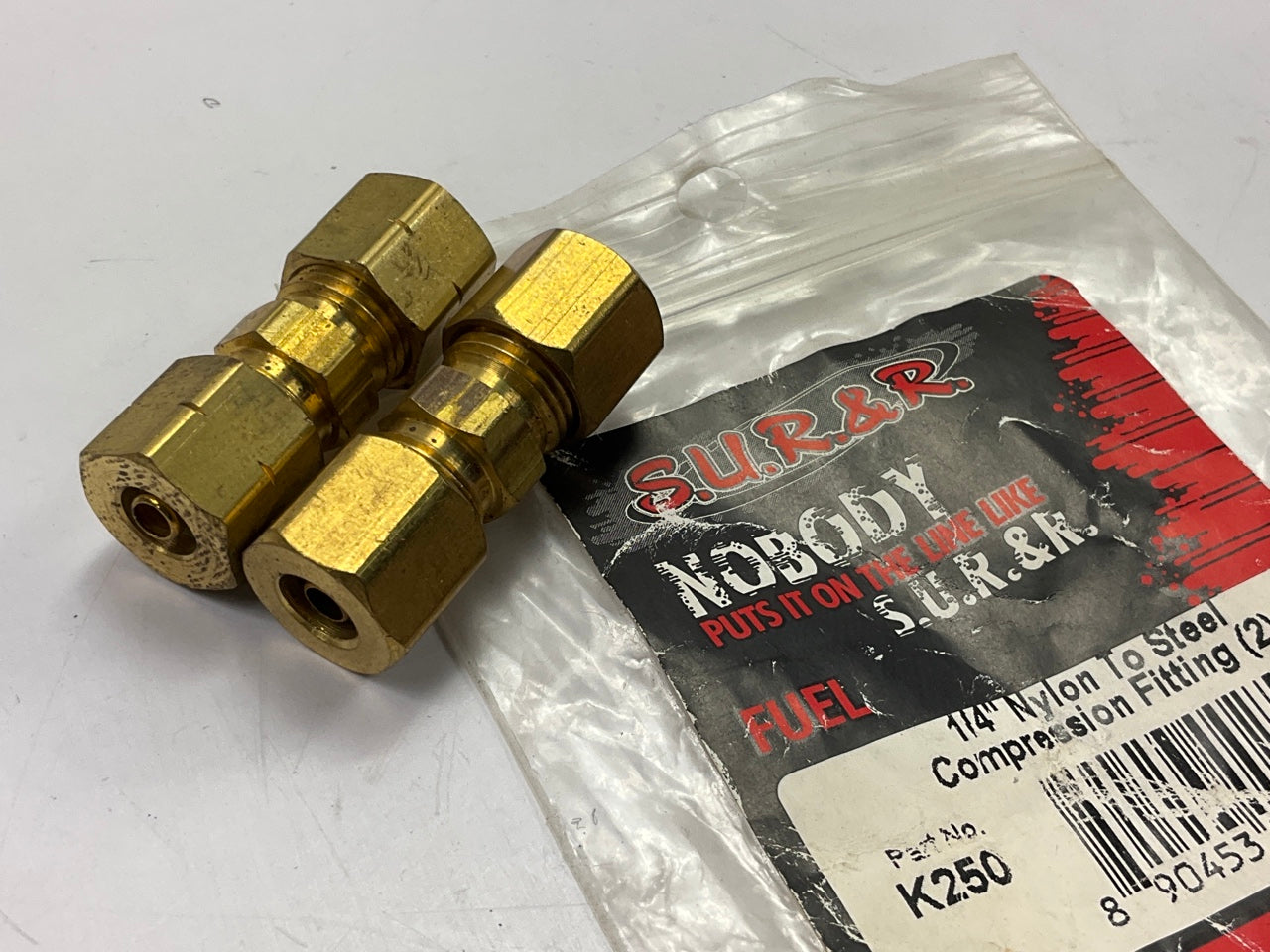 SUR-R K250 Fuel Line 1/4 Inch Nylon To Steel Compression Fittings,  2 / Pack