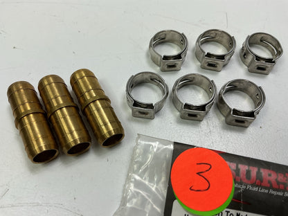(3) SUR-R K425 1/2'' Nylon To Nylon Push On Union Fluid Line Repair Fitting
