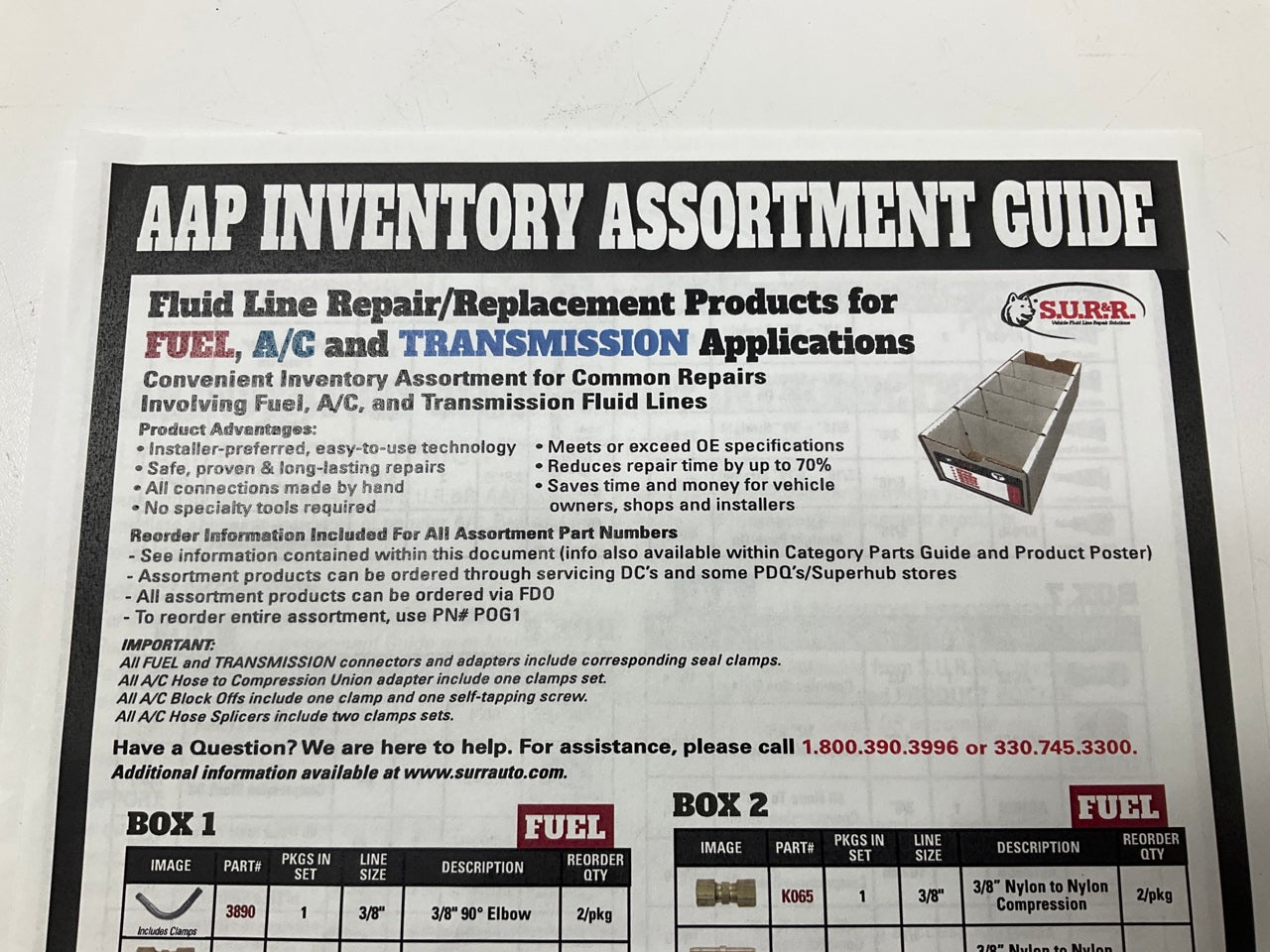 SUR-R POG1 Fuel A/C, Tubing Tube Fittings Repair Kit, Inventory Assortment Pack
