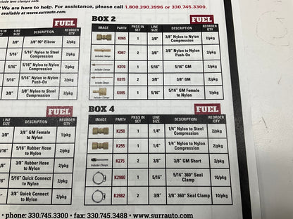 SUR-R POG1 Fuel A/C, Tubing Tube Fittings Repair Kit, Inventory Assortment Pack
