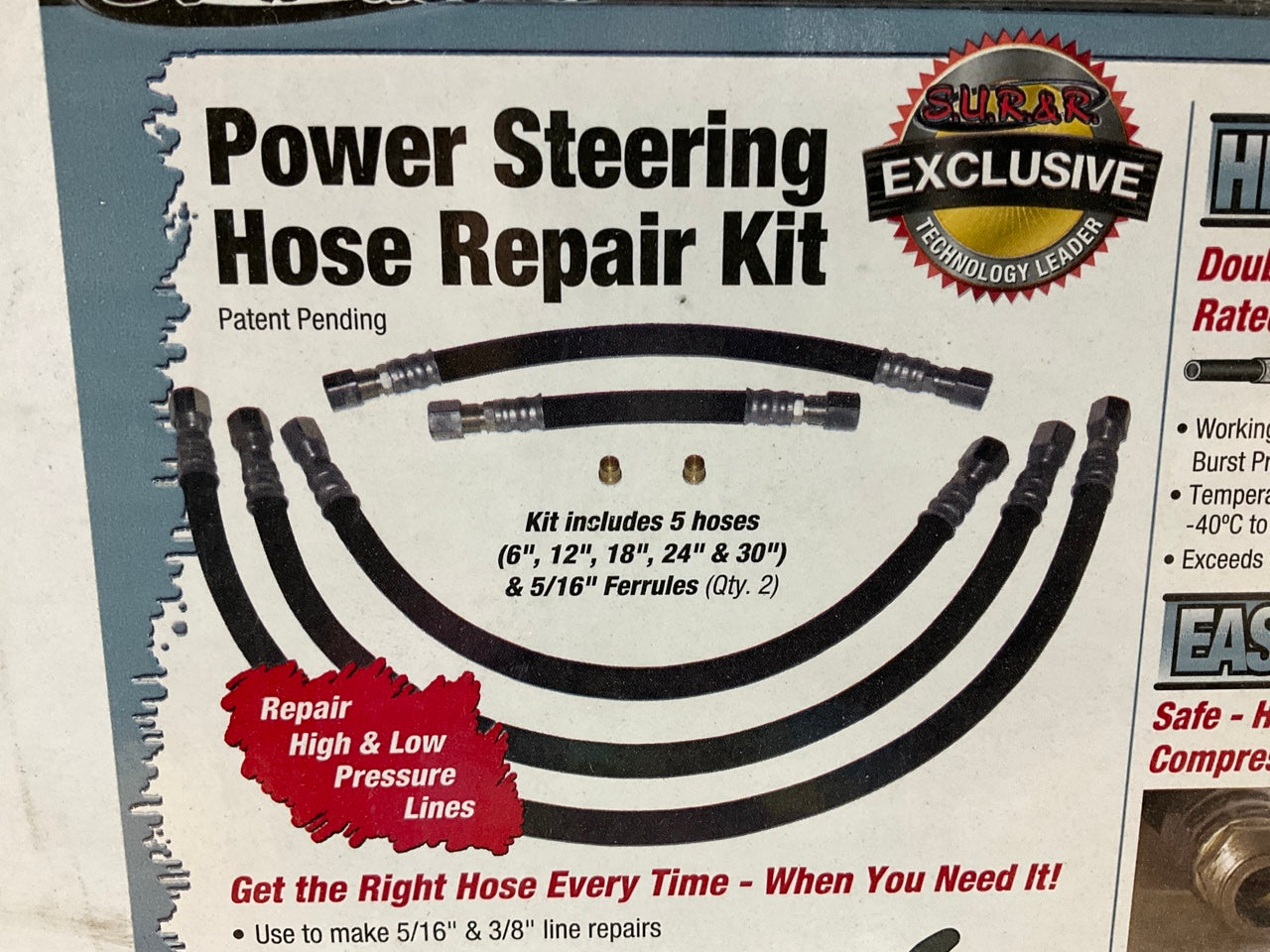 SUR&R  PS1000 Professional 3/8'' Power Steering Hose Repair Kit