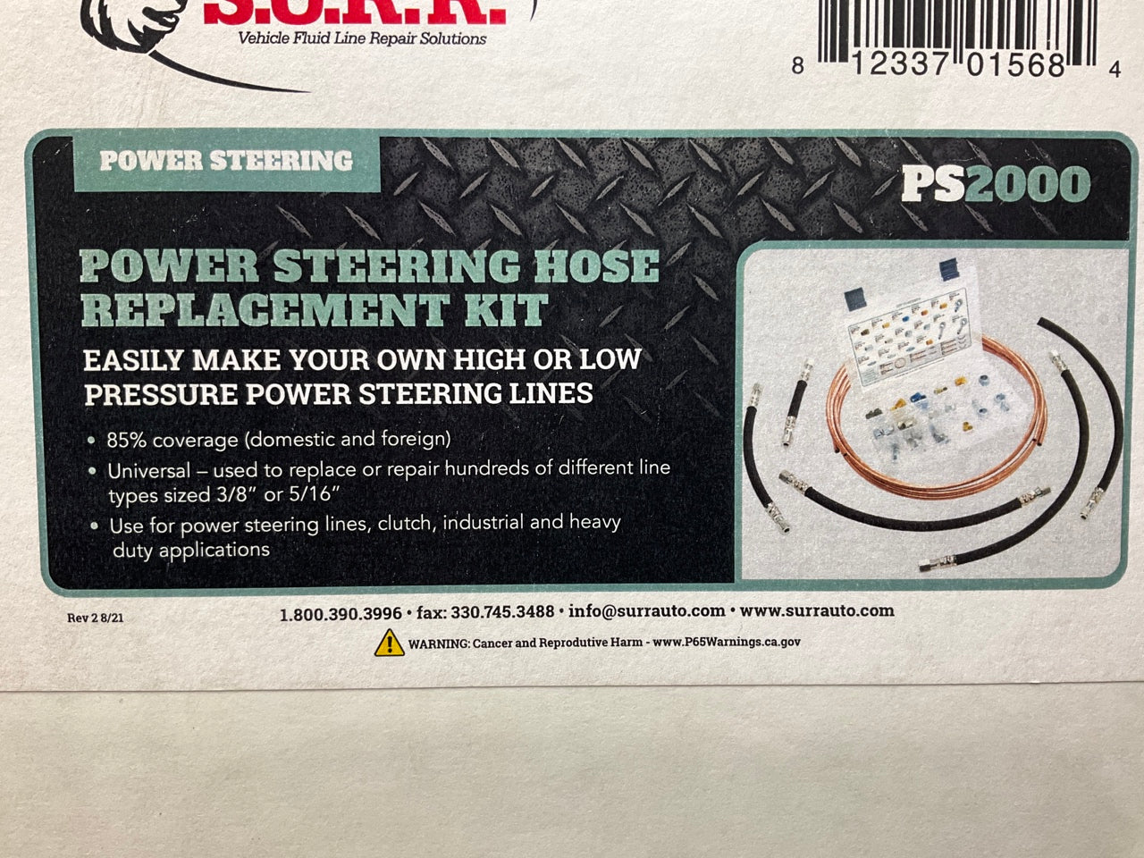 INCOMPLETE Missing 2 Fittings - SUR&R PS2000 Power Steering Hose Replacement Kit
