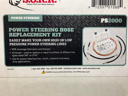 INCOMPLETE Missing 2 Fittings - SUR&R PS2000 Power Steering Hose Replacement Kit