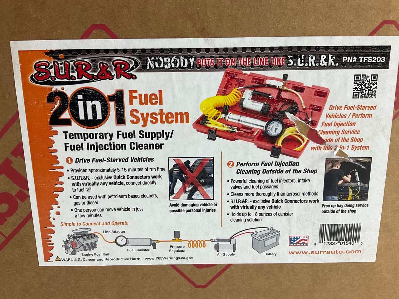 SUR & R TFS203 Temporary Fuel Supply / Fuel Injection Cleaning Kit