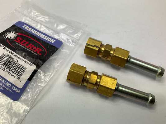 (2) Sur&R TR405 Line Adapter Fittings 5/16'' Steel Compression To 5/16'' Rubber