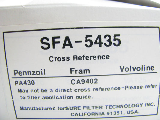 (6) Sure Filter SFA-5435 Air Filters For 2003-2006 Wrangler, 02-05 Liberty 2.4L