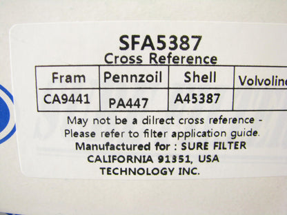 (4) Sure Filter SFA5387 Air Filter For 2001-2006 Hyundai Sante Fe 2.4L 2.7L