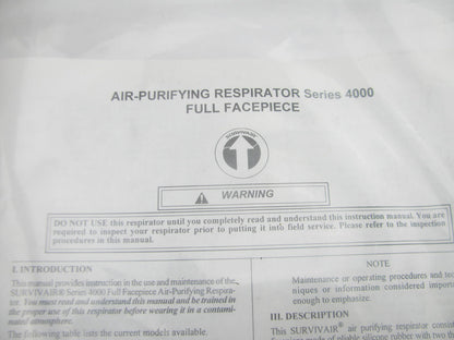 Survivair 4261-10 Series 4000 Blue Fullface Respirator, Organic Vapor