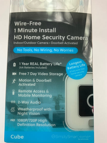 Switchmate CSM005 Simply Smart Home Cube Indoor Outdoor Doorbell Camera Wireless