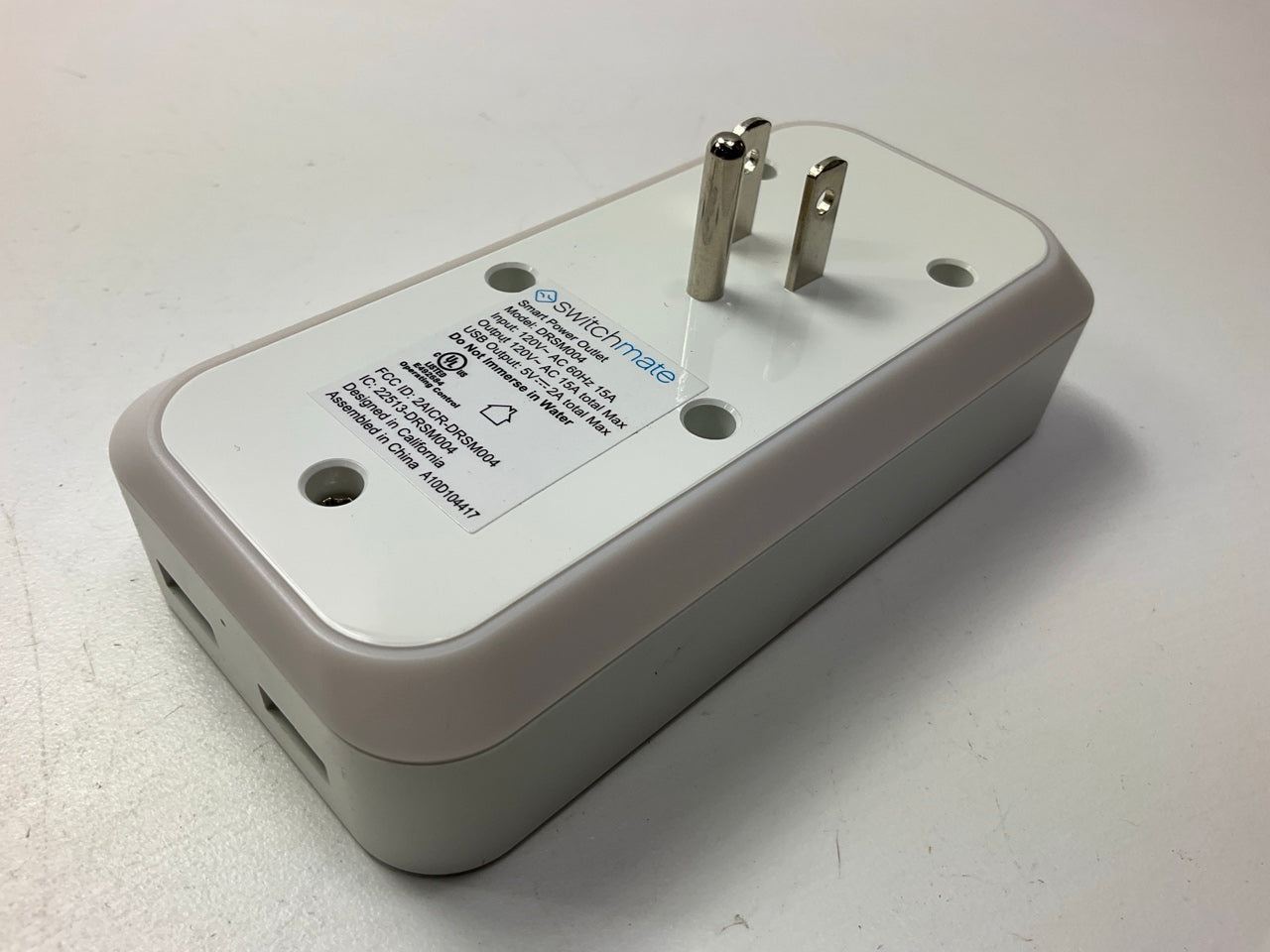 OPEN BOX - Smart Home Switchmate Dual Smart Power Outlet W/ 2 USB Ports, White