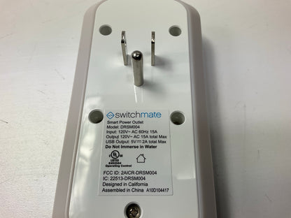 OPEN BOX - Smart Home Switchmate Dual Smart Power Outlet W/ 2 USB Ports, White