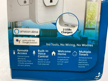 OPEN BOX - Smart Home Switchmate Dual Smart Power Outlet W/ 2 USB Ports, White