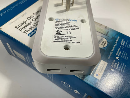 SimplySmartHome By Switchmate Dual Smart Power Outlet W/ 2 USB Ports, White