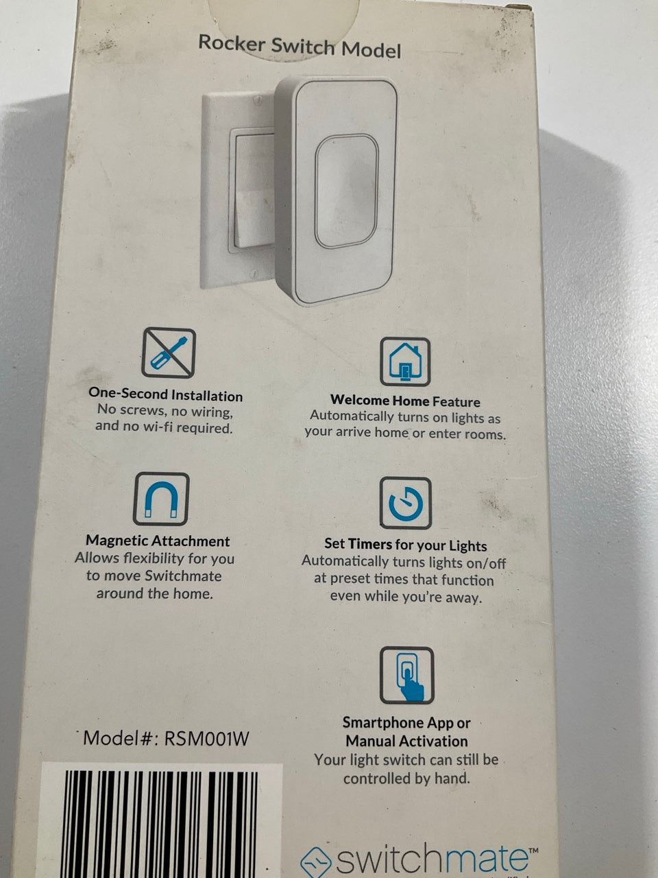 Switchmate RSM001W Snap-On Instant Smart Rocker Light Switch