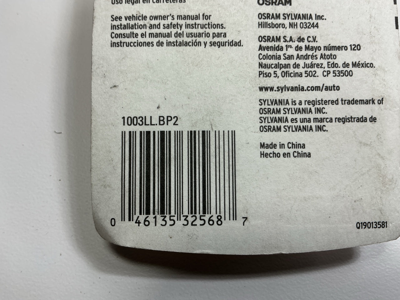 Sylvania 1003LL-BP2 Trunk Or Cargo Area #1003 Light Bulb Long Life Pack Of (2)