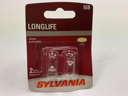 Sylvania 168LLBP2 Longlife License Plate Lamp Bulb Light  168, 4.9W - 2 Pack