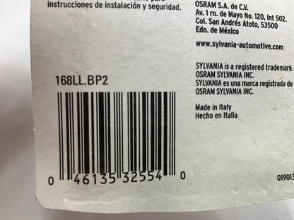 Sylvania 168LLBP2 Longlife License Plate Lamp Bulb Light  168, 4.9W - 2 Pack