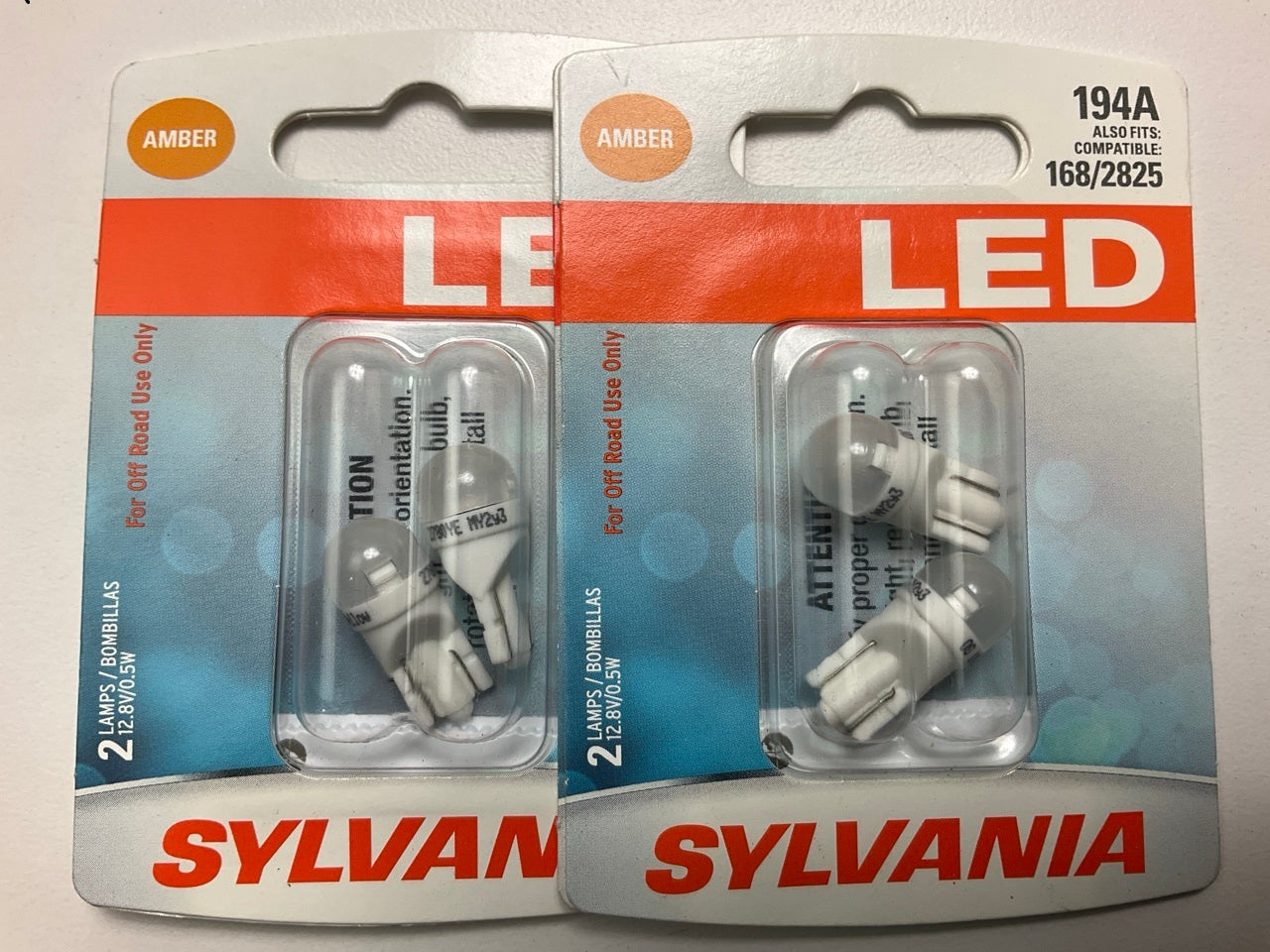 Sylvania 194A Side Marker Amber LED Lamp Light Bulb 194A 12.8V 0.5W - 4 Total