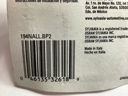 Sylvania 194NALLBP2 LongLife Instrument Panel Light Lamp Bulb 194 - 2 PACK