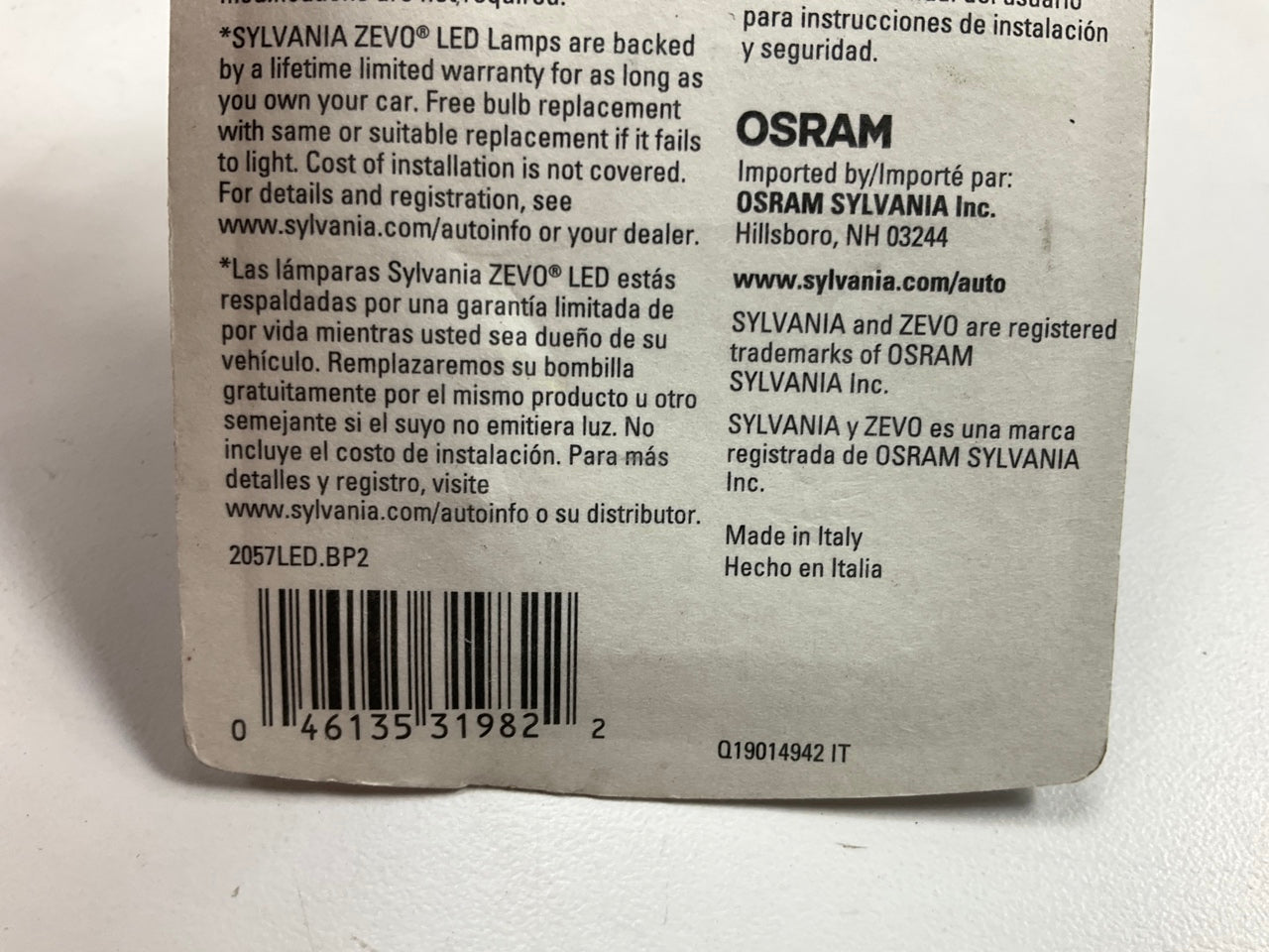 Sylvania 2057LEDBP2 LED Back Up Lamp Light Bulb 2057 - 2 PACK