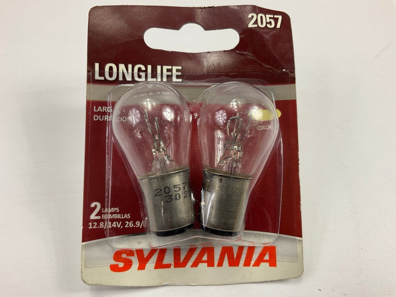 Sylvania 5027LLBP2 Longlife Turning Lamp Light Bulbs, Pair, 2057 12.8V 6.7W