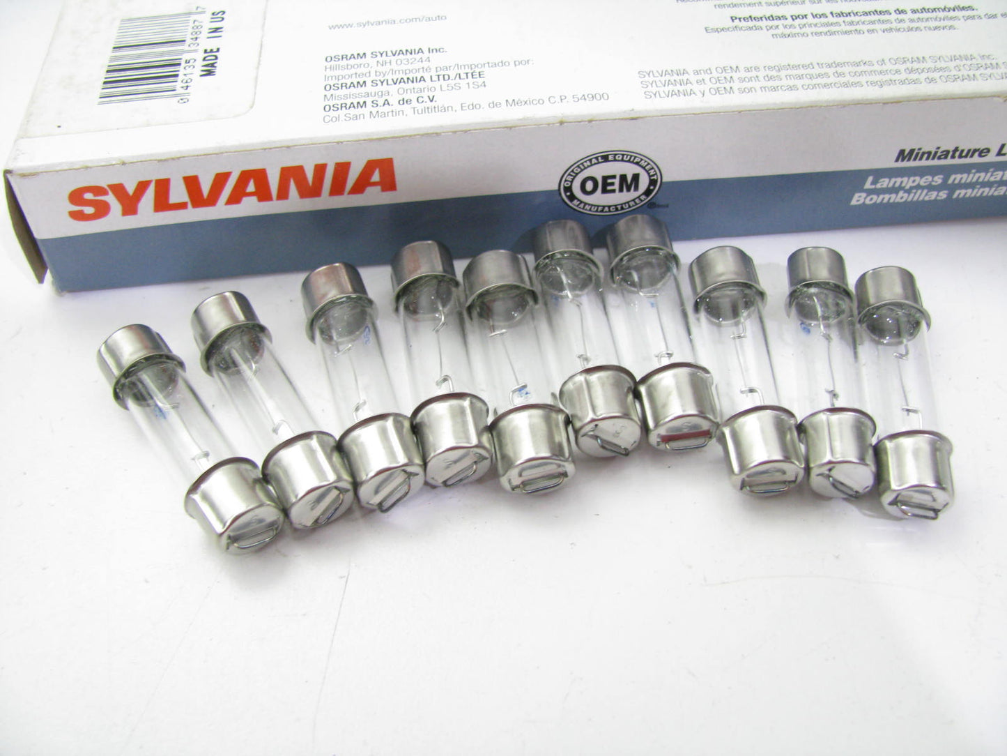 (10) Sylvania 34887 211-2 Miniature Light Bulbs 12.42W 12V