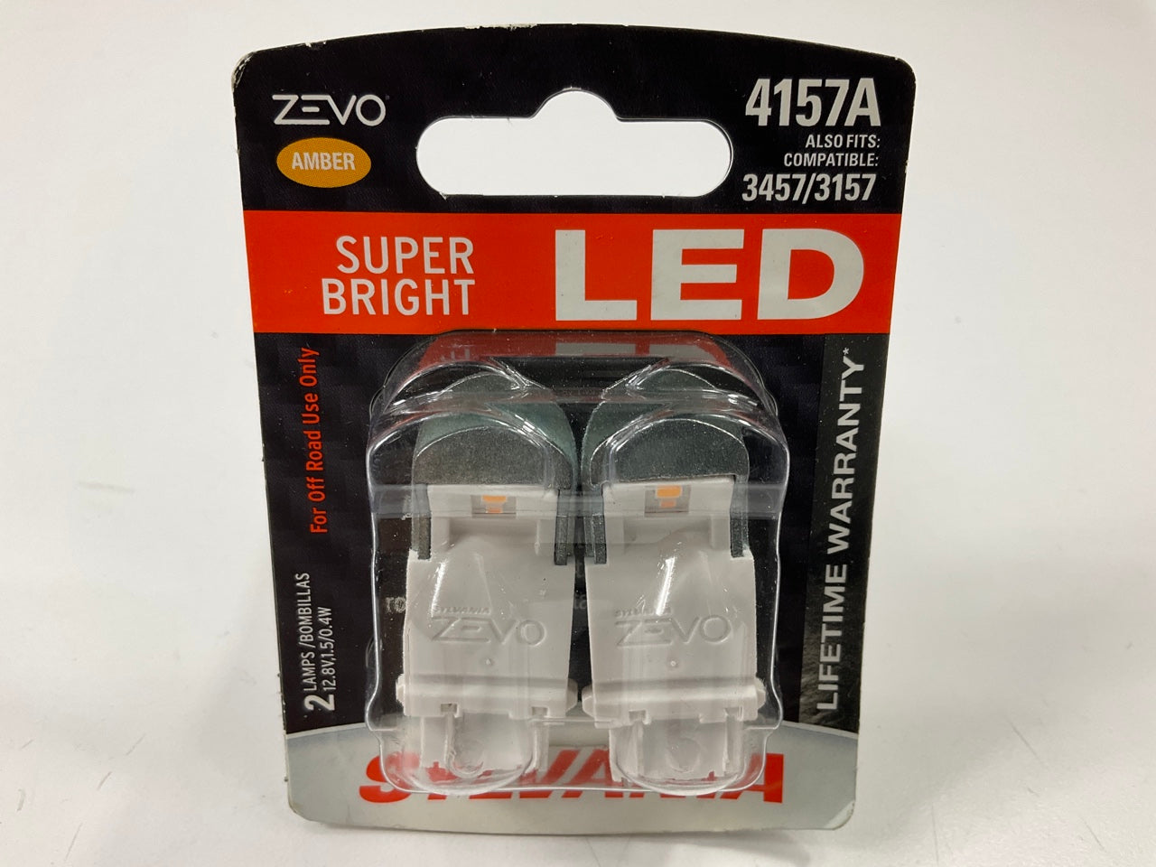 Sylvania 4157ALED-BP2 Zevo Amber Turn Signal Light Bulbs #4157A, #3457, #3157