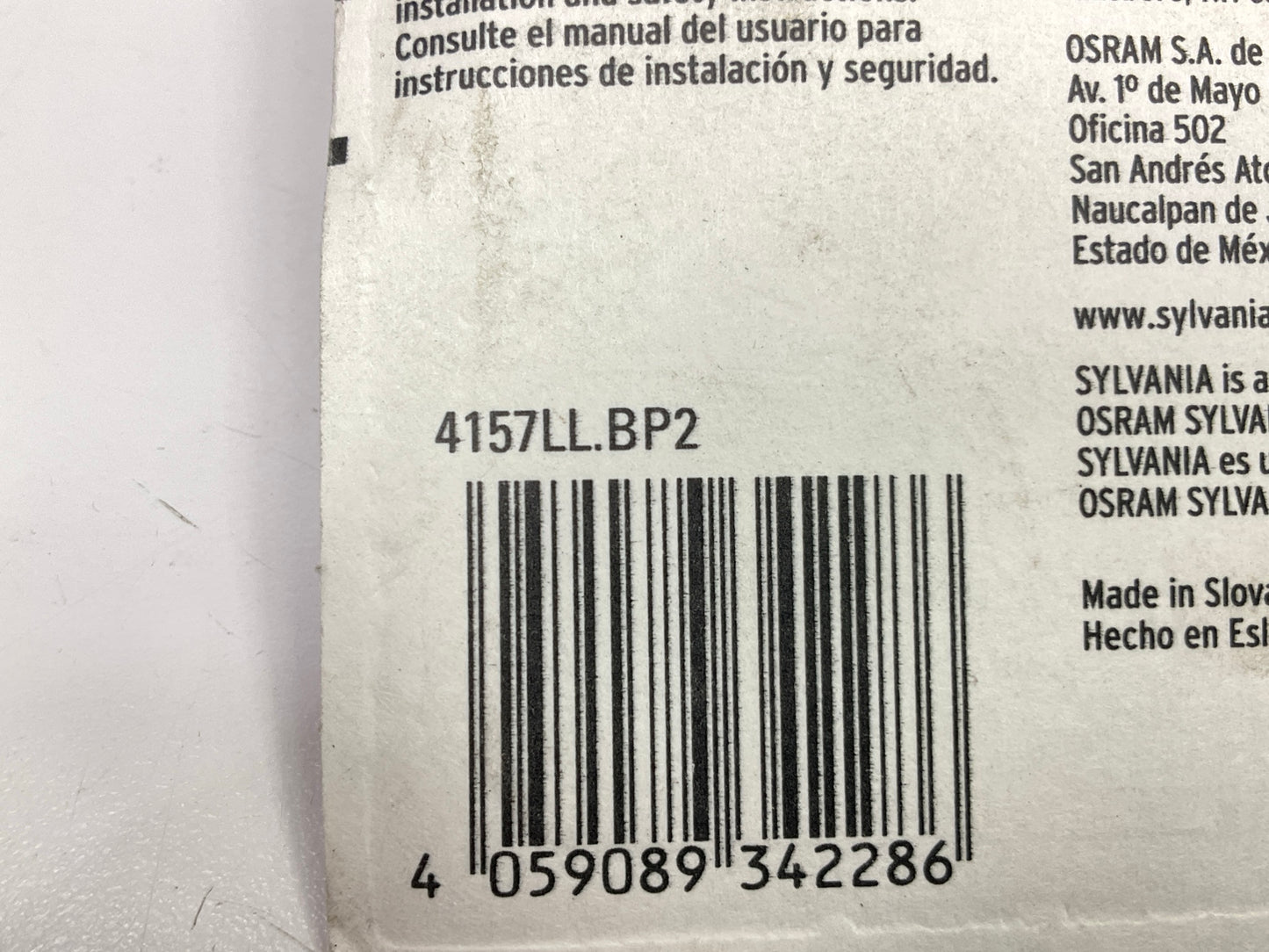 Sylvania 4157LL-BP2 Light Bulbs, Long Life, # 4157, PAIR