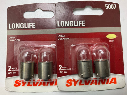 Sylvania 5007LLBP2 Longlife License Plate Lamp Light Bulb 5007 12V 5W - 4 Total