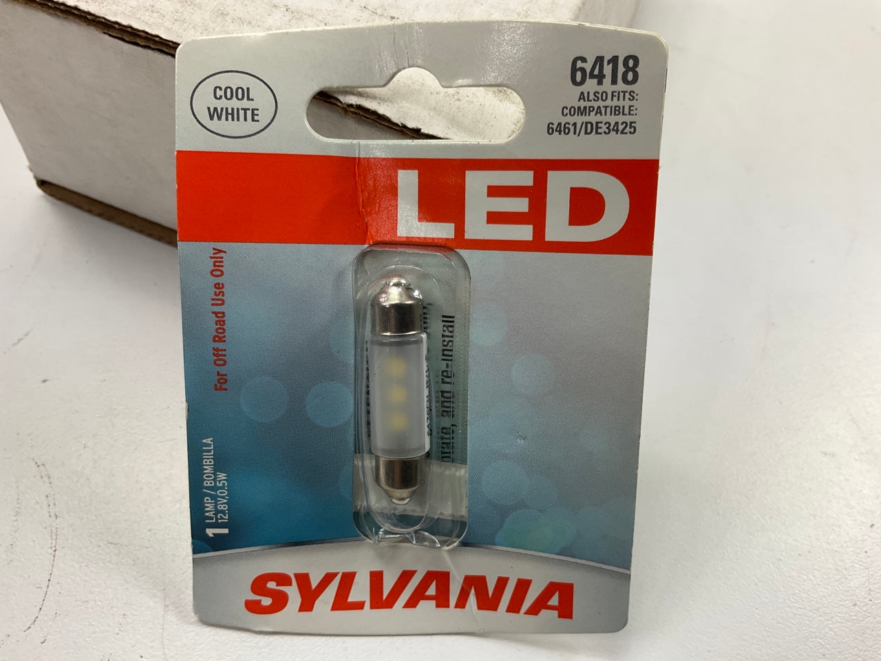 Sylvania 6418SLBP Cool White LED Dome Light Lamp Light Bulb #6418 12.8V 0.5W