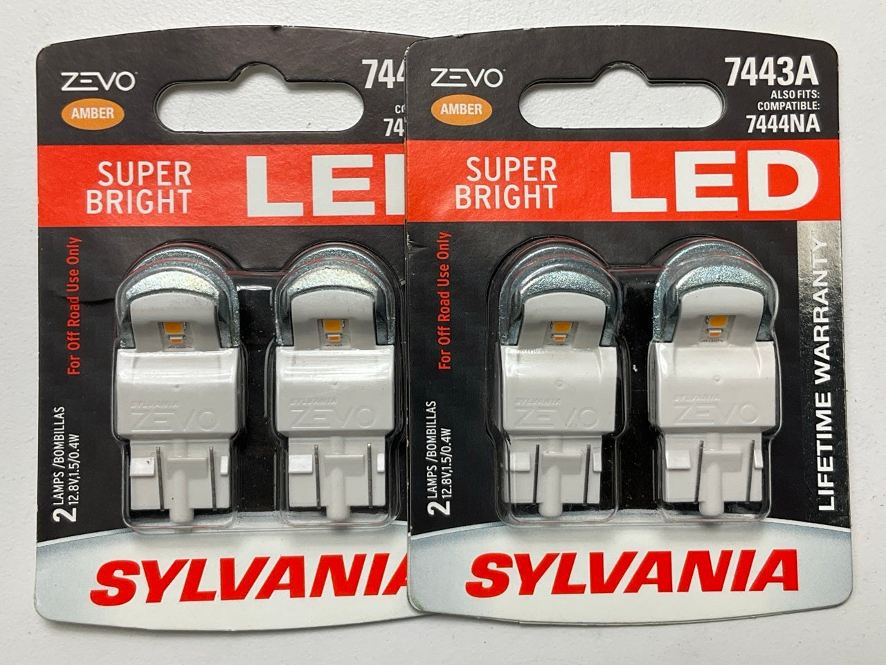 Sylvania 7443ALED Amber Turn Signal LED Light Lamp Bulbs Rear 7443 , 4 Total