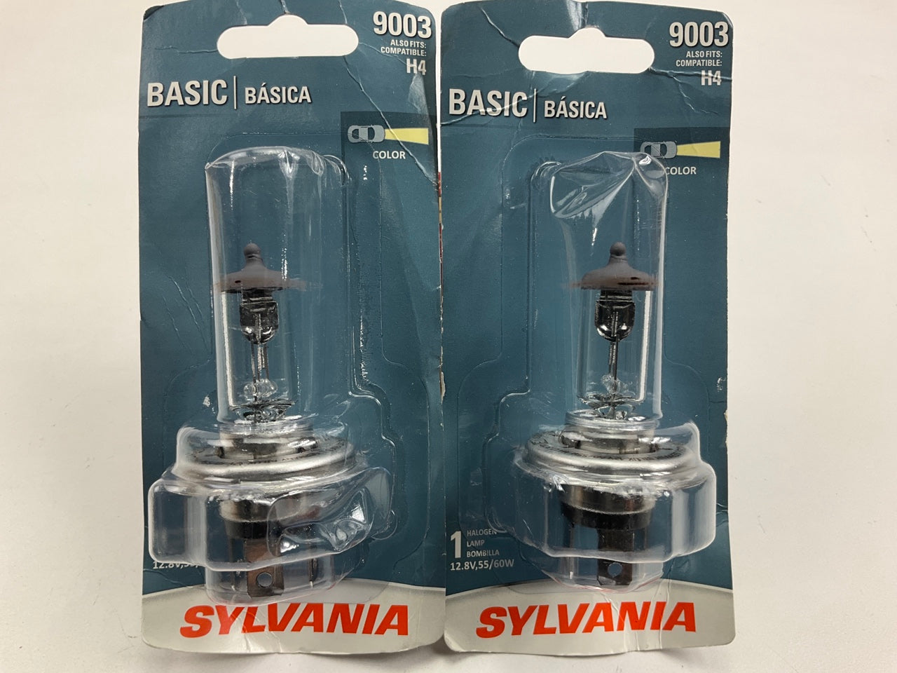 (2) Sylvania 9003BP Basic Headlamp Headlight Light Bulbs #9003 12.8V 55W