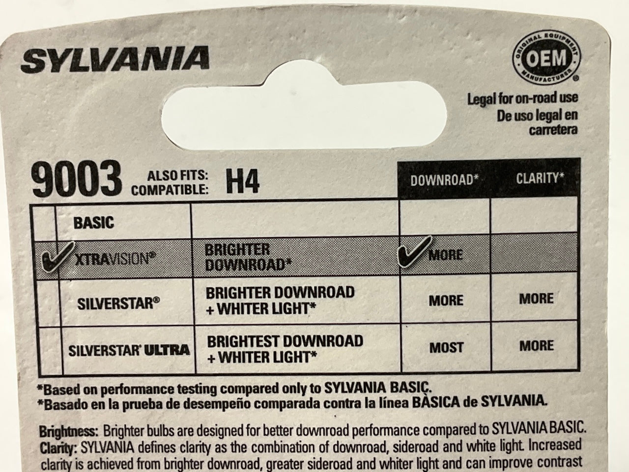 Sylvania 9003XVBP XtraVision Headlamp Headlight Light Bulbs # 9003