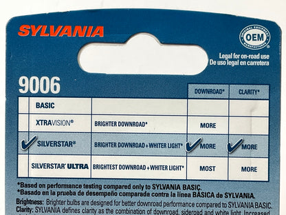 Sylvania 9006STBP Silverstar Headlamp Headlight Light Bulb #9006, 12.8V 55W