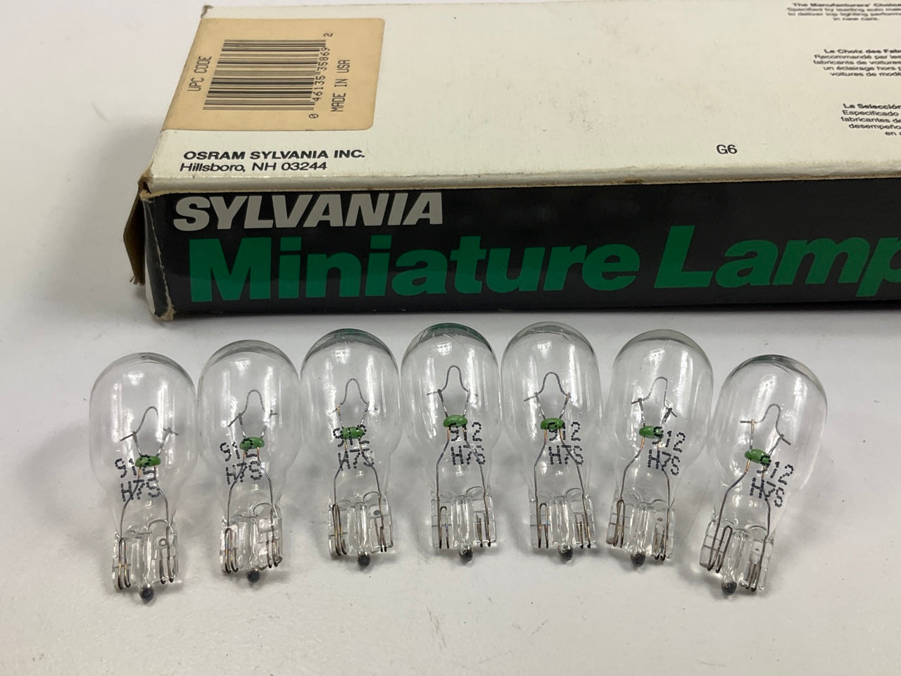 (7) Sylvania 912 Miniature Light Bulb - Wedge T-5 5/8