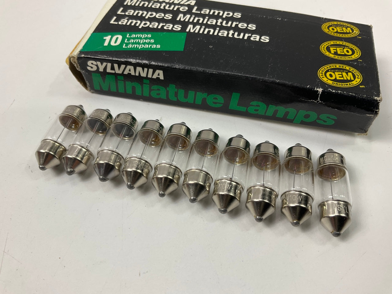 (10) Sylvania DE3175 Miniature Light Bulbs - DE3175; 3175