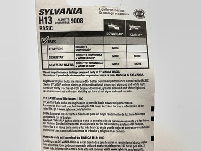Sylvania H13BP Basic Headlight Lamp Light Bulb #H13, 9008 12.8V 65W