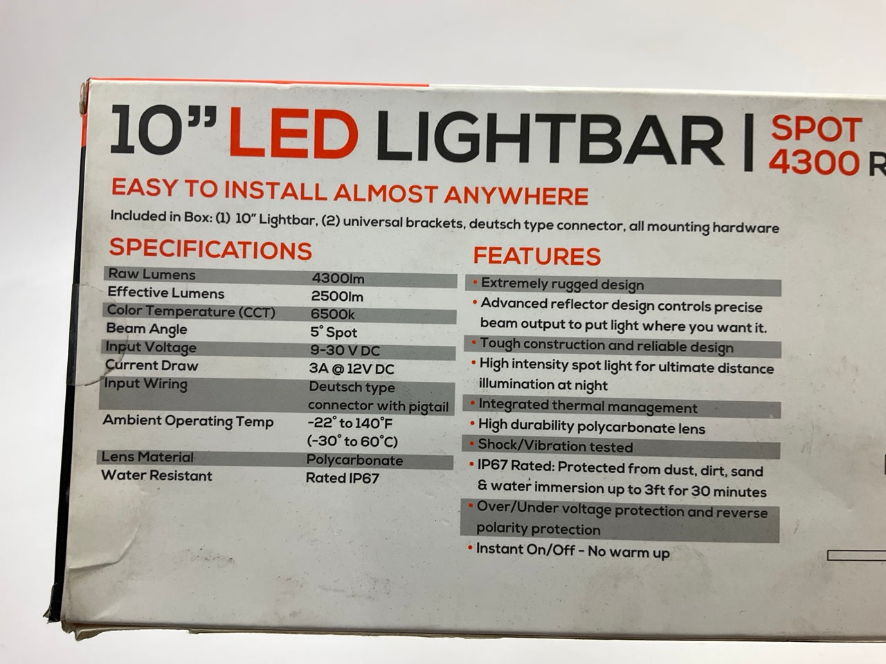 Sylvania LIGHTBAR10INSP-BX - 10'' LED Light Bar, 4300 Raw Lumens