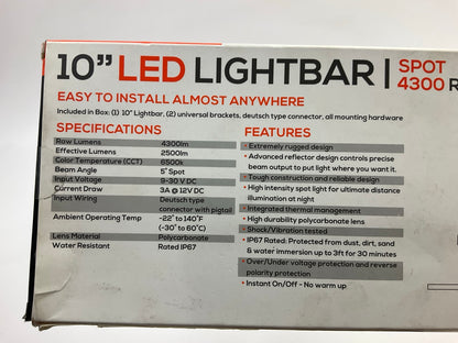 Sylvania LIGHTBAR10INSP-BX - 10'' LED Light Bar, 4300 Raw Lumens
