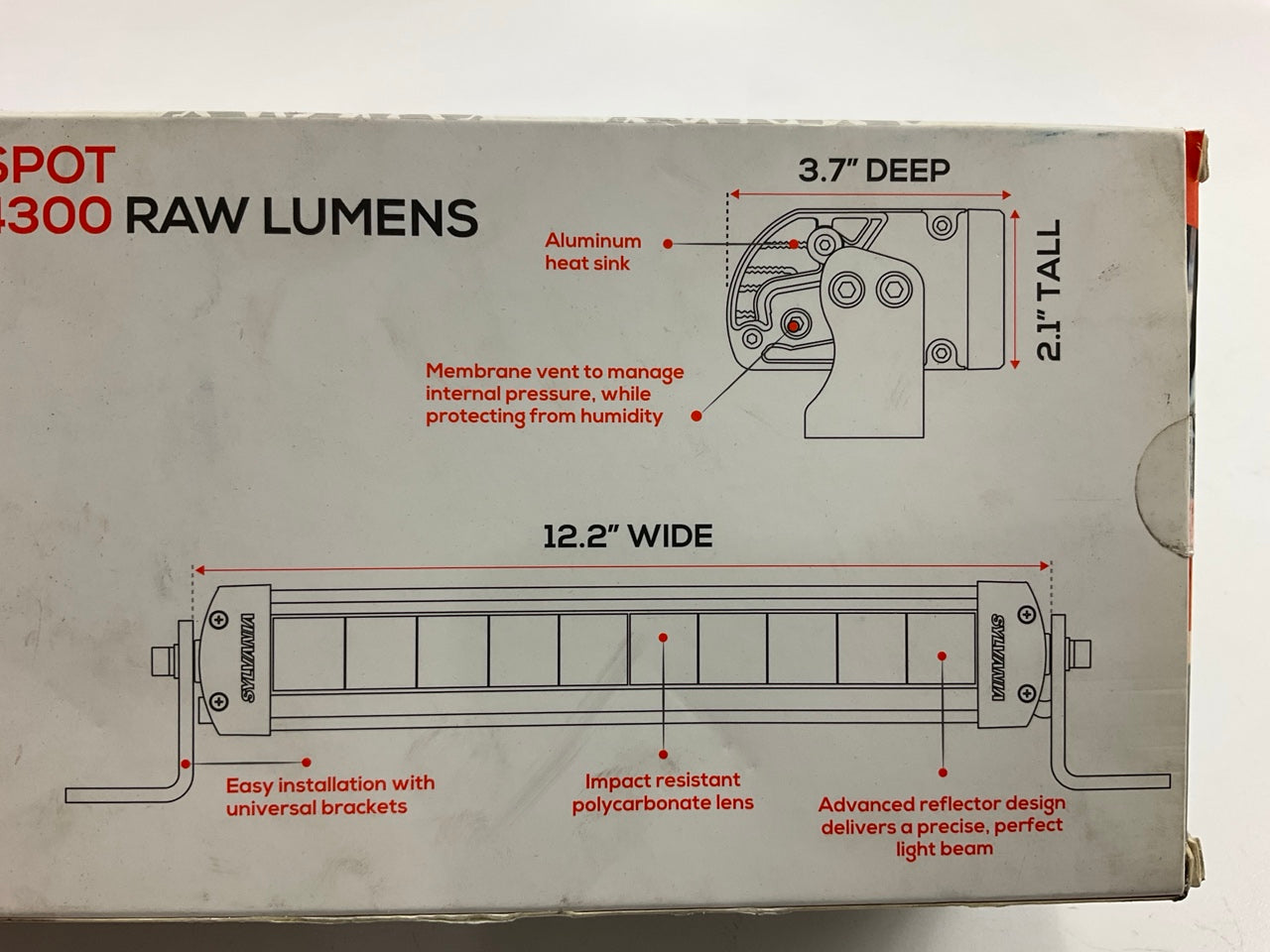Sylvania LIGHTBAR10INSP-BX - 10'' LED Light Bar, 4300 Raw Lumens