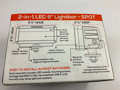 Sylvania LIGHTBAR2IN1SP-BX 2-in-1 6'' LED Light Bar 3300 Raw Lumens Spot Light