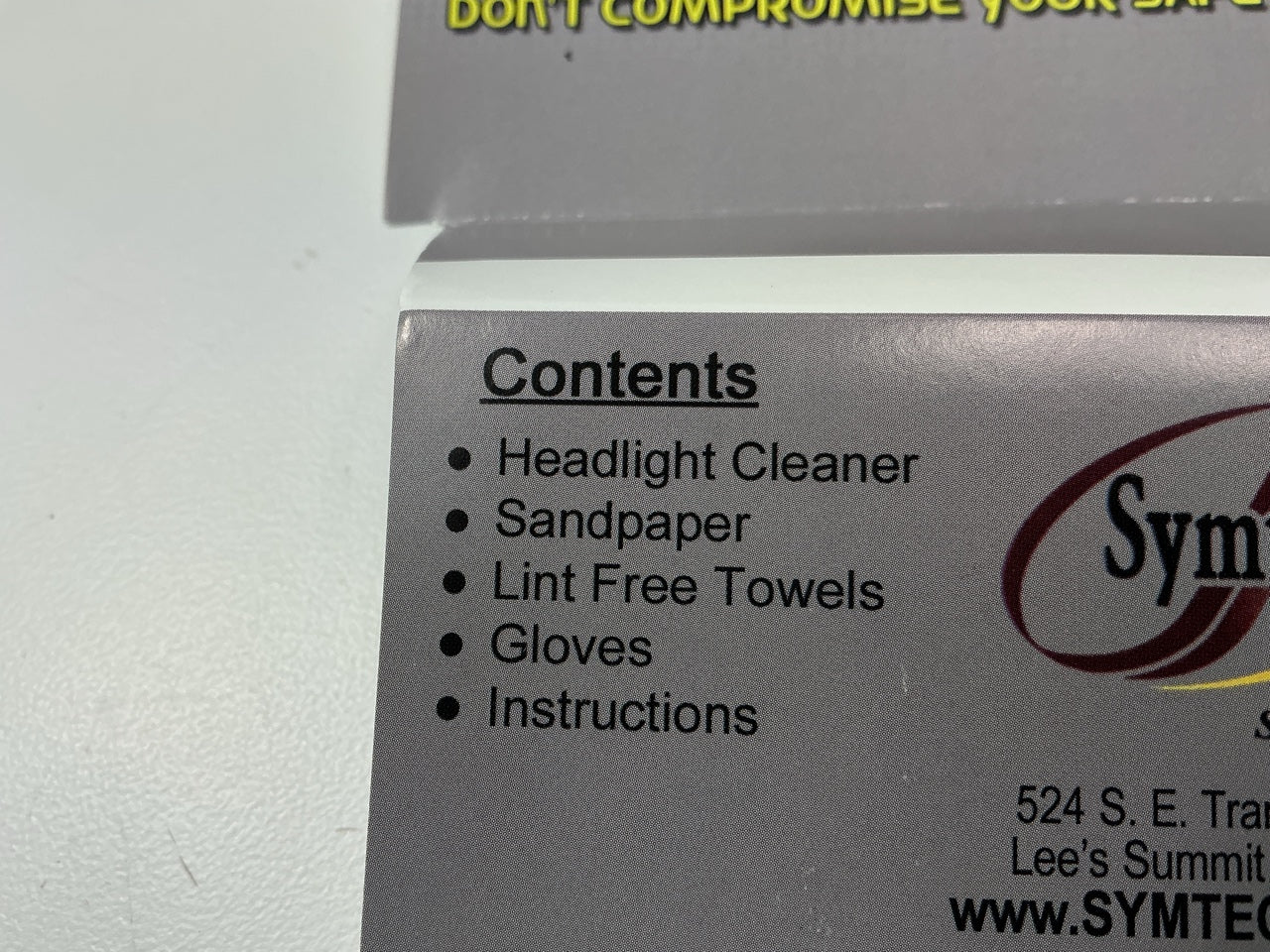 Symtech 75010100 Headlight Restoration Kit - Clean Yellow Or Cloudy Head Lights